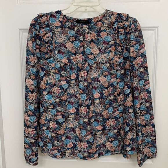 J.Crew size small floral babydoll longsleeve but very lightweight top - Picture 3 of 9